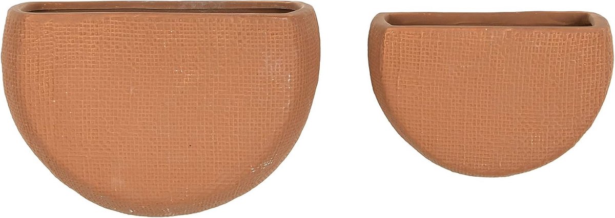 Famanu – Set van 2 halve maan wandzakken voor planten, terracotta kleur, 7,5" x 5" en 6" x 4"