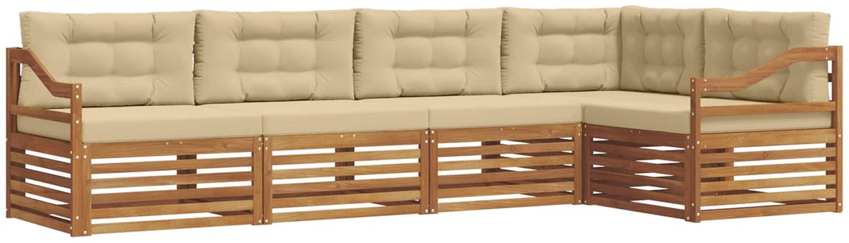 vidaXL Buiten - bank - set - 5 - st - Natuurlijk - en - Beige Natuurlijk en beige
