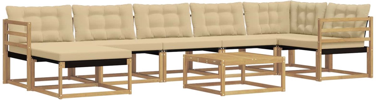 vidaXL Buiten - bank - set - 8 - st - 7-zits - Wit - en - Beige Wit en Beige