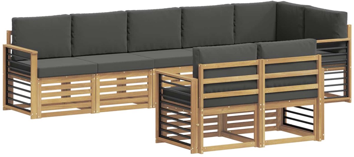 vidaXL Buiten - bank - set - 8 - st - 8-zits - Wit - en - antracietkleurig - Polyester Wit en antracietkleurig