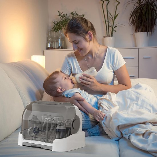 Flessen Organizer - Baby Organizer - Baby Spullen Opbergen - Stofdicht Deksel - 26.2 x 28 x 26.2 cm - Grijs — afbeelding 3