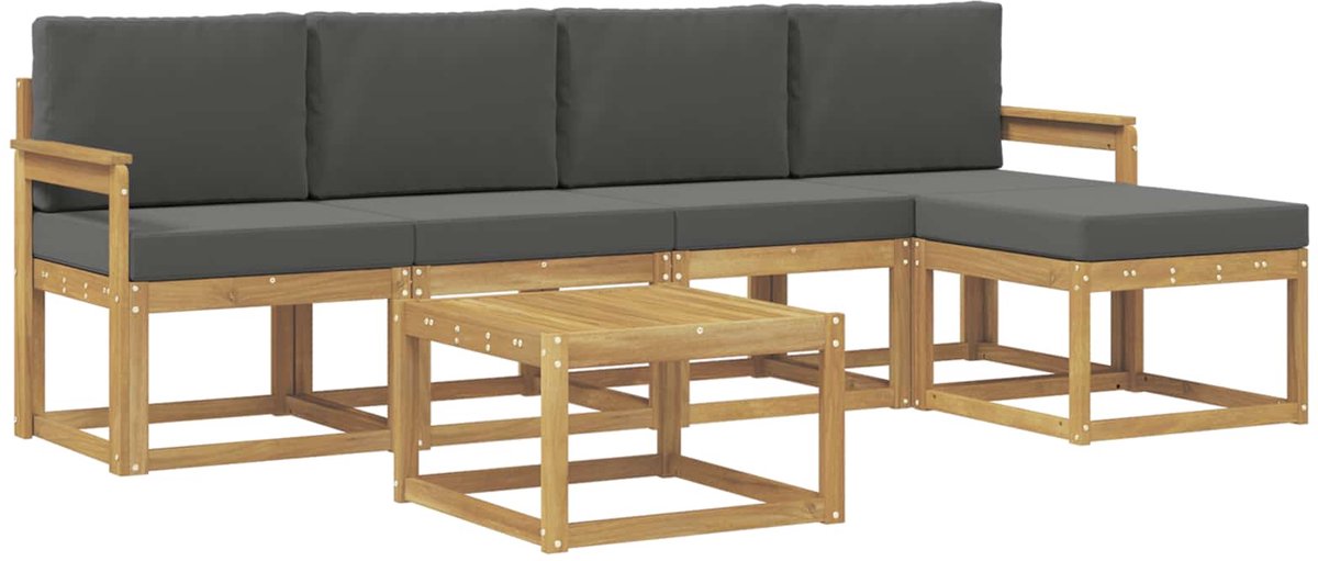 vidaXL Buiten - bank - set - 6 - st - 5-zits - Wit - en - antracietkleurig Wit en antracietkleurig