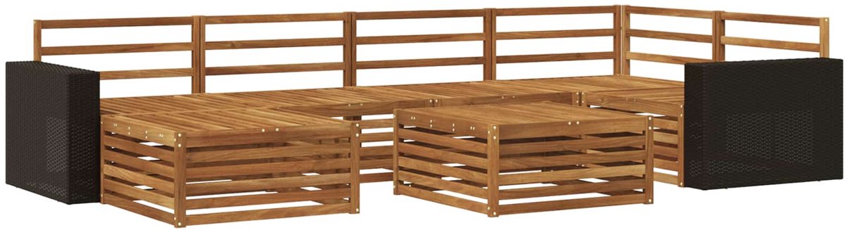 vidaXL Buiten - bank - set - 7 - st - 6-zits - Naturel - Massief - Acacia - Hout