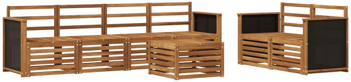 vidaXL Buiten - bank - set - 7 - st - 6-zits - Naturel - Massief - Acacia - Hout