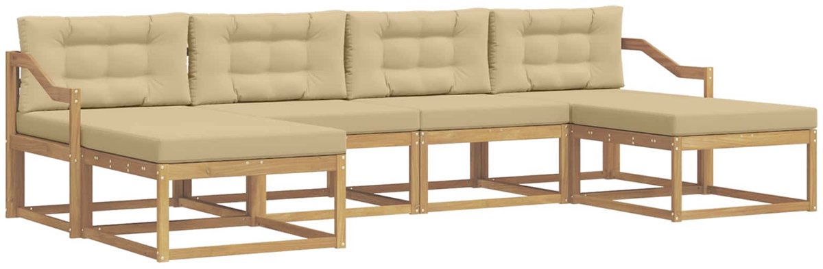 vidaXL Buiten - bank - set - 6 - st - Wit - en - Beige Wit en beige