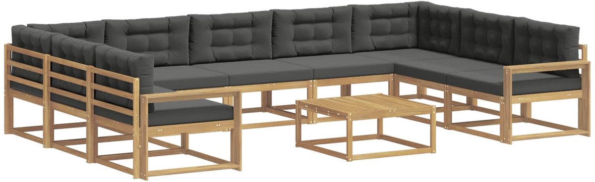 vidaXL Buiten - bank - set - 10 - st - 9-zits - Wit - en - antracietkleurig Wit en antracietkleurig