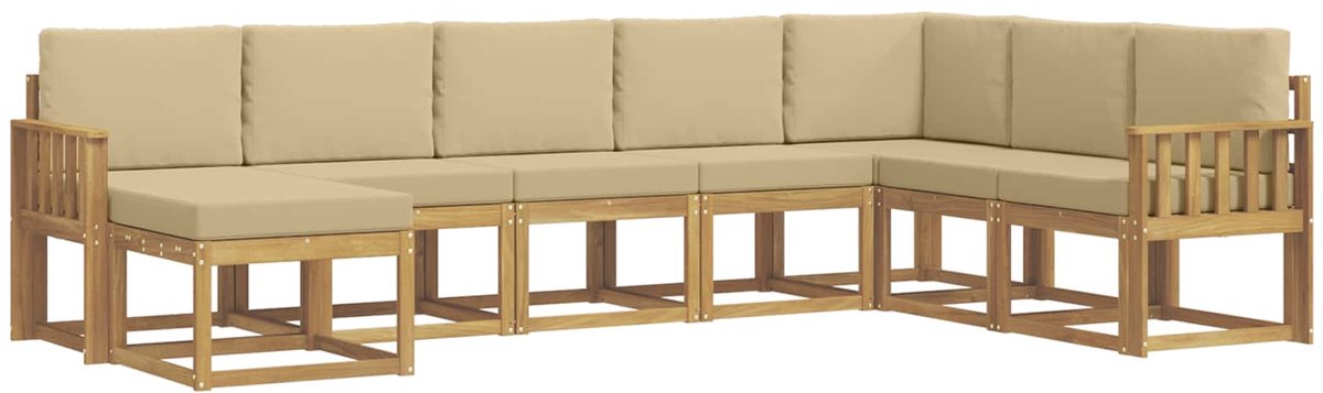 vidaXL Buiten - bank - set - 8 - st - 8-zits - Wit - en - Beige Wit en Beige