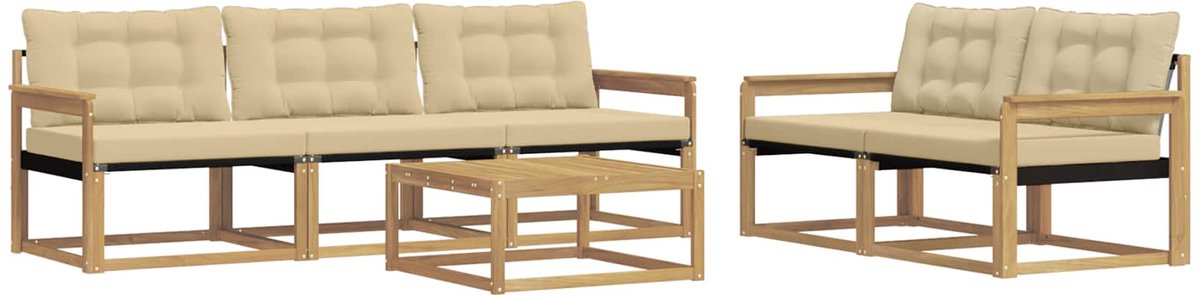 vidaXL Buiten - bank - set - 6 - st - Wit - en - Beige Wit en beige