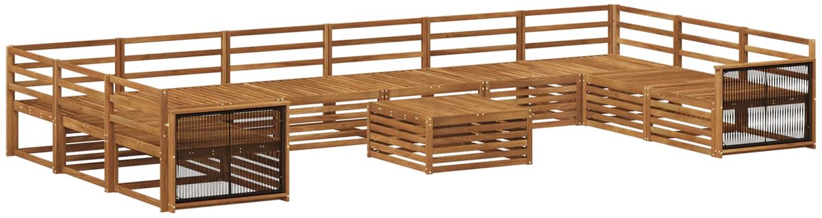 vidaXL Buiten - bank - set - 11 - st - 10-zits - Naturel - Massief - Acacia - Hout