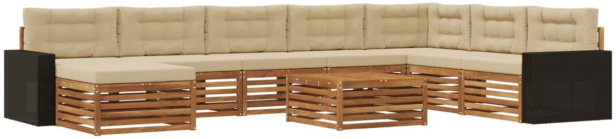 vidaXL Buiten - bank - set - 9 - st - 7-zits - Natuurlijk - en - Beige Natuurlijk en Beige