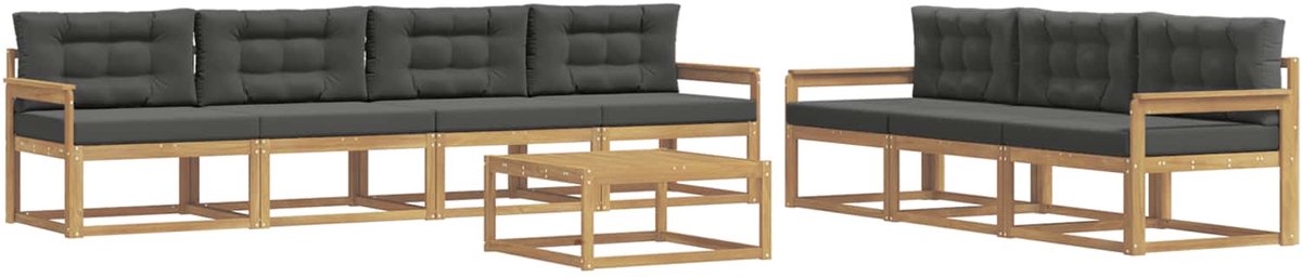 vidaXL Buiten - bank - set - 7 - st - 7-zits - Wit - en - antracietkleurig Wit en antracietkleurig
