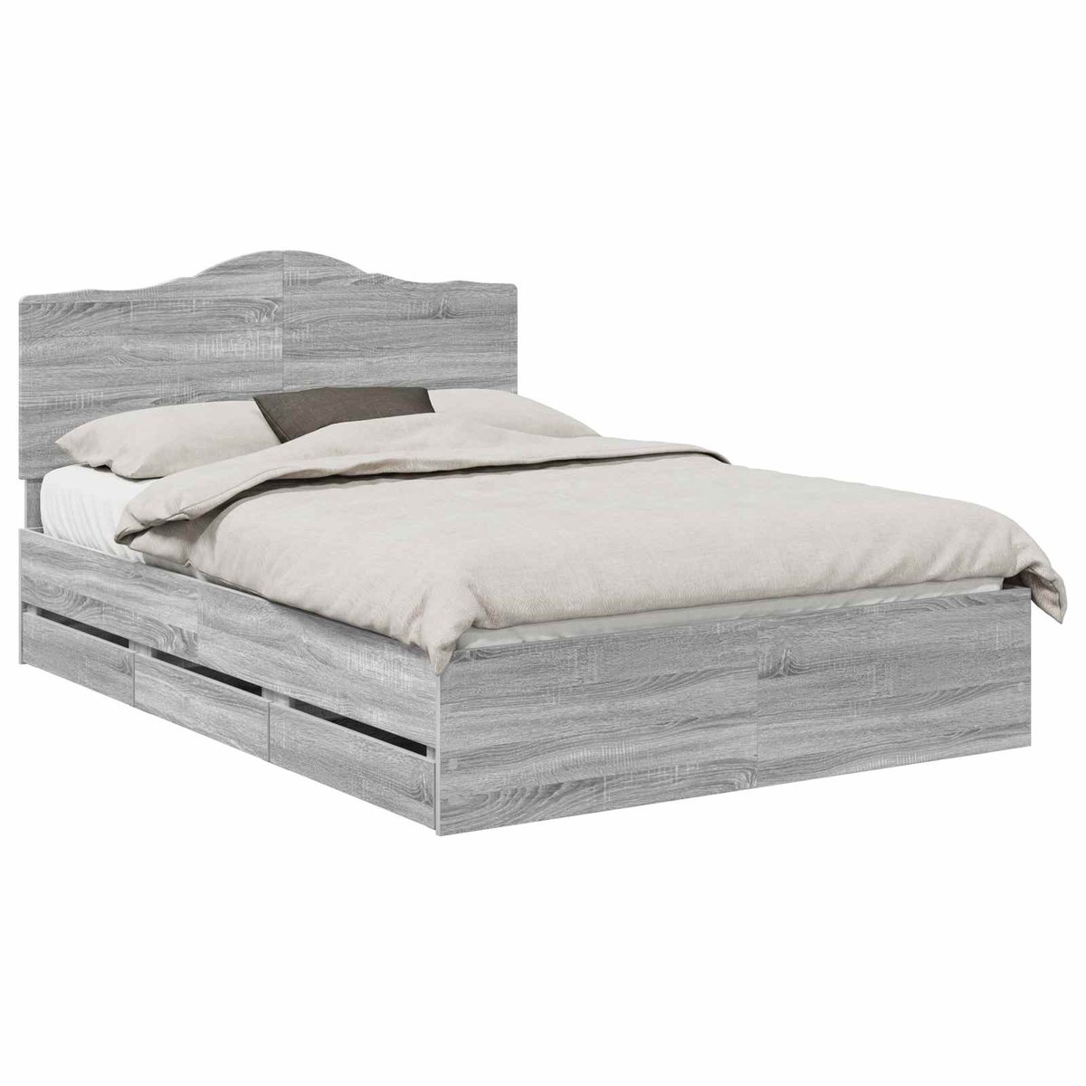vidaXL Bedframe - met - lade - Grijze - Sonoma - 150 - x - 200 - cm - Ingenieurshout Grey Sonoma