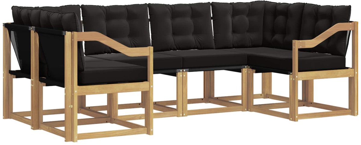 vidaXL Buiten - bank - set - 6 - st - 6-zits - Wit - en - zwart Wit en zwart