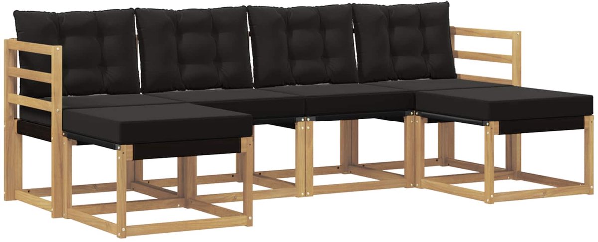 vidaXL Buiten - bank - set - 6 - st - 6-zits - Wit - en - zwart Wit en zwart
