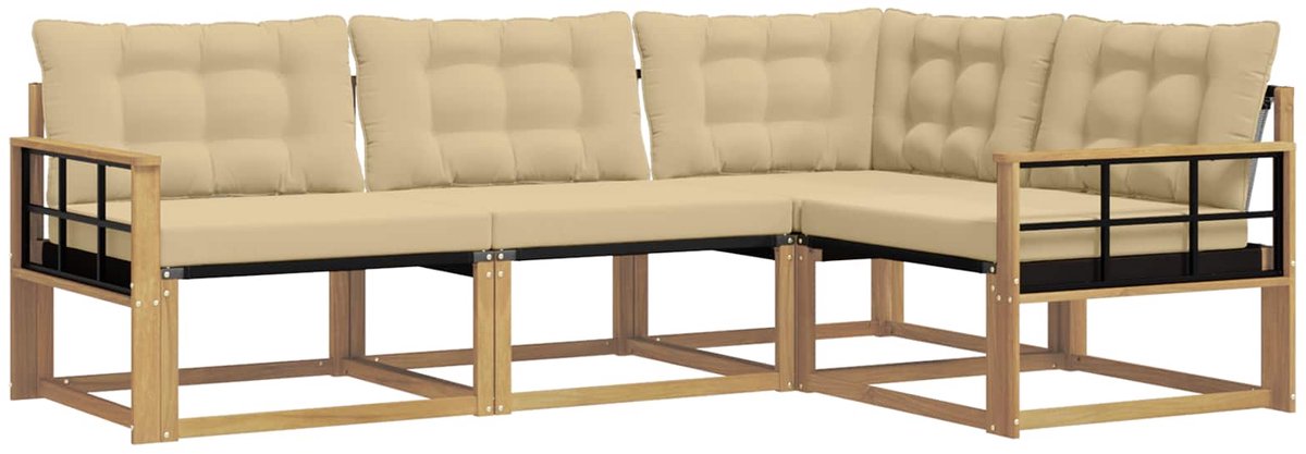 vidaXL Buiten - bank - set - 4 - st - Wit - en - Beige Wit en beige