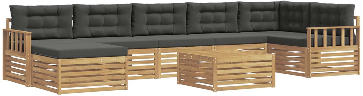 vidaXL Buiten - bank - set - 8 - st - 7-zits - Wit - en - antracietkleurig Wit en antracietkleurig