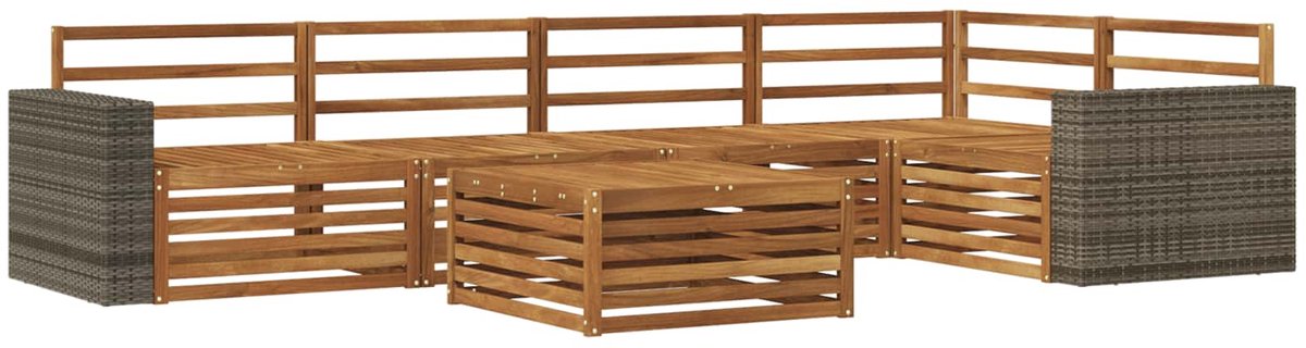 vidaXL Buiten - bank - set - 6 - st - 5-zits - Naturel - Massief - Acacia - Hout