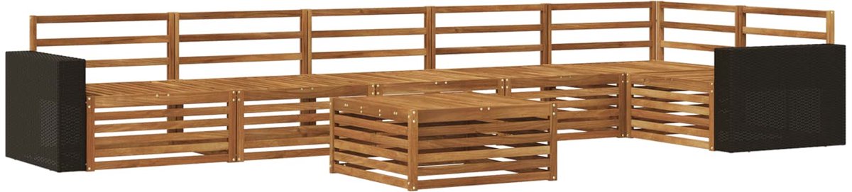vidaXL Buiten - bank - set - 7 - st - 6-zits - Naturel - Massief - Acacia - Hout