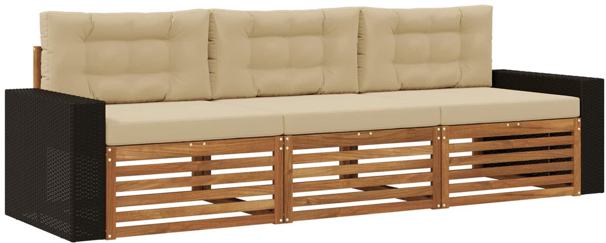 vidaXL Buiten - bank - set - 3 - st - Natuurlijk - en - Beige - Polyester Natuurlijk en beige