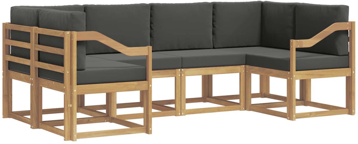 vidaXL Buiten - bank - set - 6 - st - 6-zits - Wit - en - antracietkleurig Wit en antracietkleurig