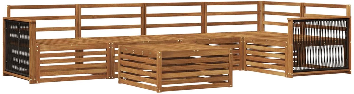 vidaXL Buiten - bank - set - 6 - st - 5-zits - Naturel - Massief - Acacia - Hout