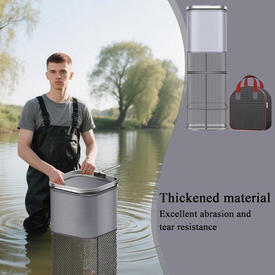 Visnet - Vangnet Krabben - Vissen Verzamelen - Aluminiumlegering - 23x23x1.5 cm - Zwart — afbeelding 4