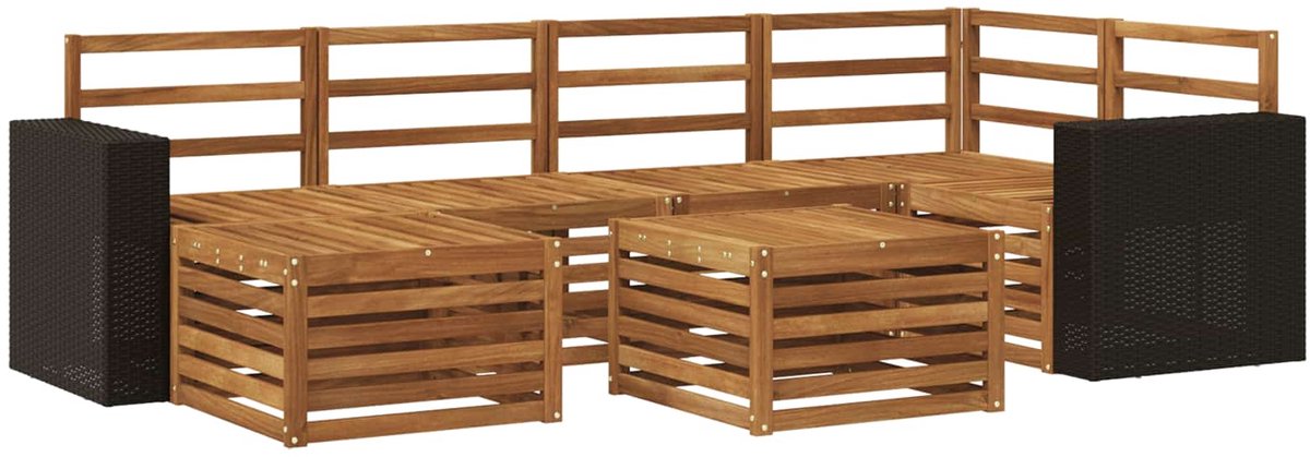 vidaXL Buiten - bank - set - 7 - st - 5-zits - Naturel - Massief - Acacia - Hout