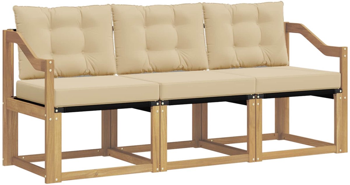 vidaXL Buiten - bank - set - 3 - st - 3-zits - Wit - en - Beige Wit en Beige