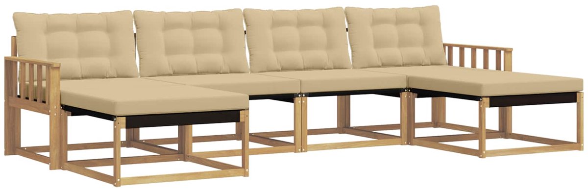 vidaXL Buiten - bank - set - 6 - st - 6-zits - Wit - en - Beige Wit en Beige
