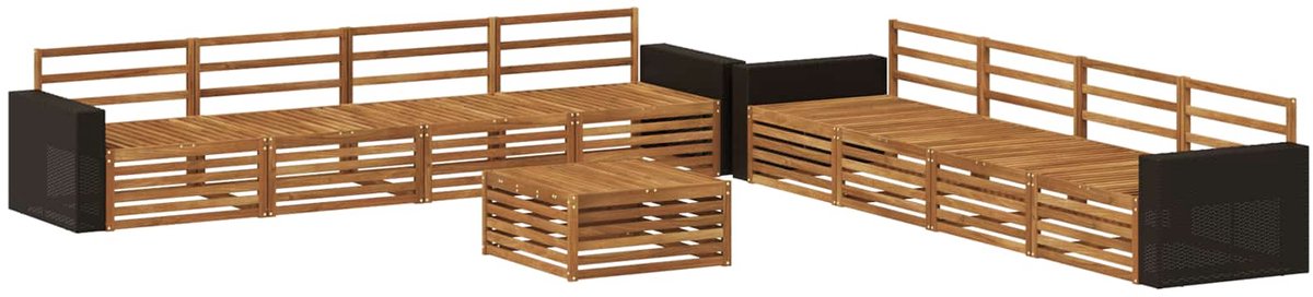 vidaXL Buiten - bank - set - 9 - st - 8-zits - Naturel - Massief - Acacia - Hout