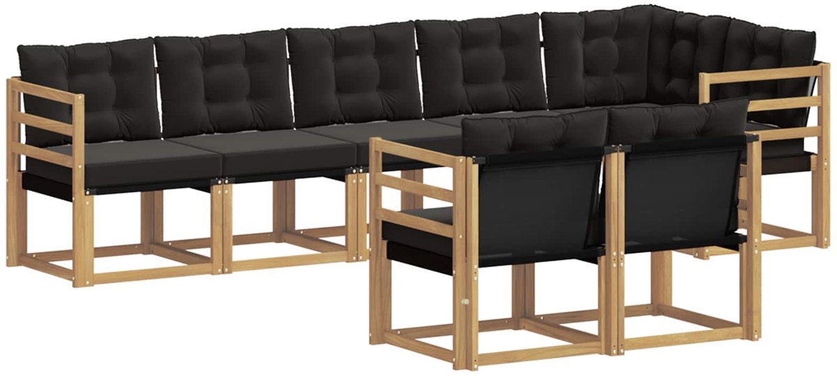 vidaXL Buiten - bank - set - 8 - st - 7-zits - Wit - en - zwart Wit en zwart