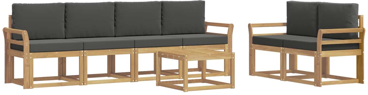 vidaXL Buiten - bank - set - 7 - st - 6-zits - Wit - en - antracietkleurig Wit en antracietkleurig
