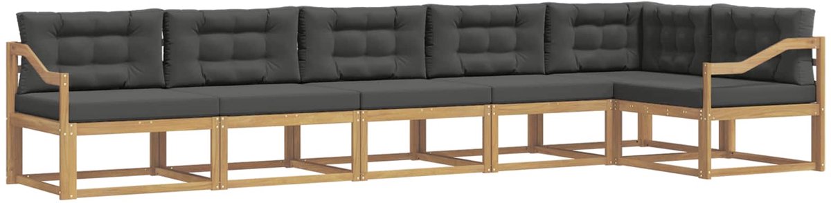 vidaXL Buiten - bank - set - 4 - st - 6-zits - Wit - en - antracietkleurig - Polyester Wit en antracietkleurig