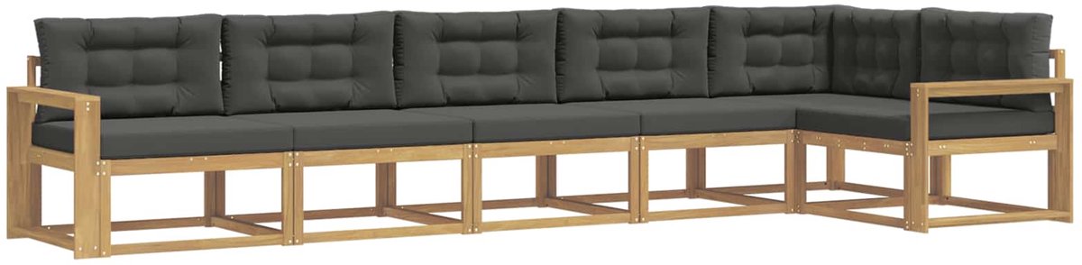vidaXL Buiten - bank - set - 4 - st - 6-zits - Wit - en - antracietkleurig - Polyester Wit en antracietkleurig
