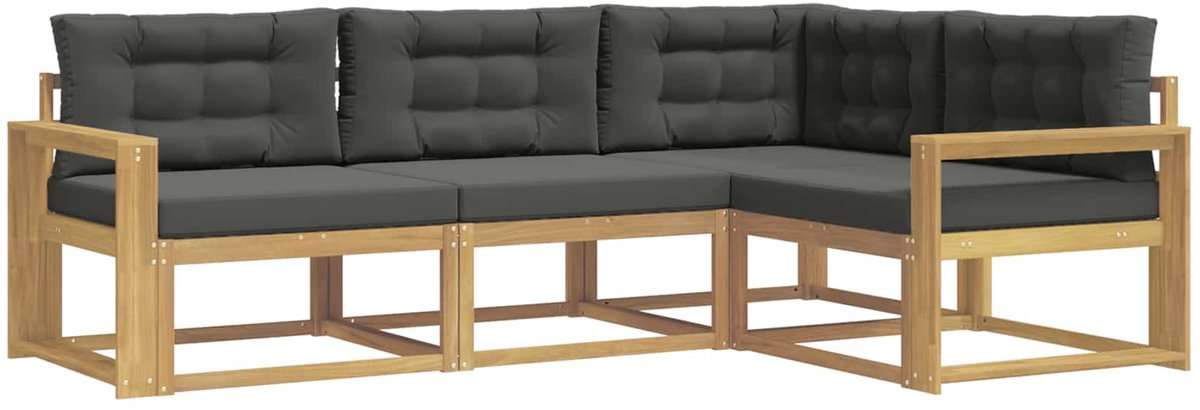 vidaXL Buiten - bank - set - 4 - st - Wit - en - antracietkleurig Wit en antracietkleurig