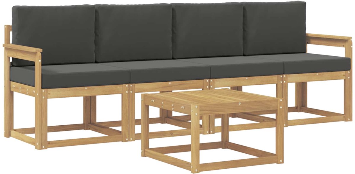 vidaXL Buiten - bank - set - 5 - st - 4-zits - Wit - en - antracietkleurig Wit en antracietkleurig