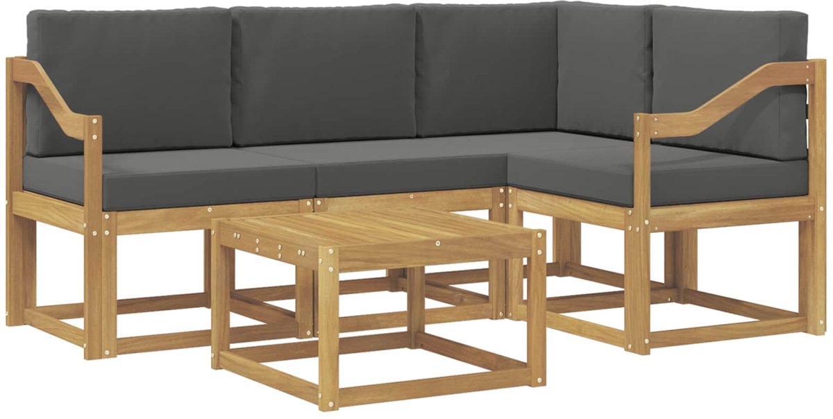 vidaXL Buiten - bank - set - 5 - st - 4-zits - Wit - en - antracietkleurig Wit en antracietkleurig