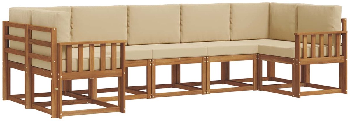 vidaXL Buiten - bank - set - 7 - st - 7-zits - Natuurlijk - en - Beige Natuurlijk en Beige