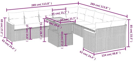 vidaXL-11-delige-Loungeset-met-kussens-poly-rattan-zwart