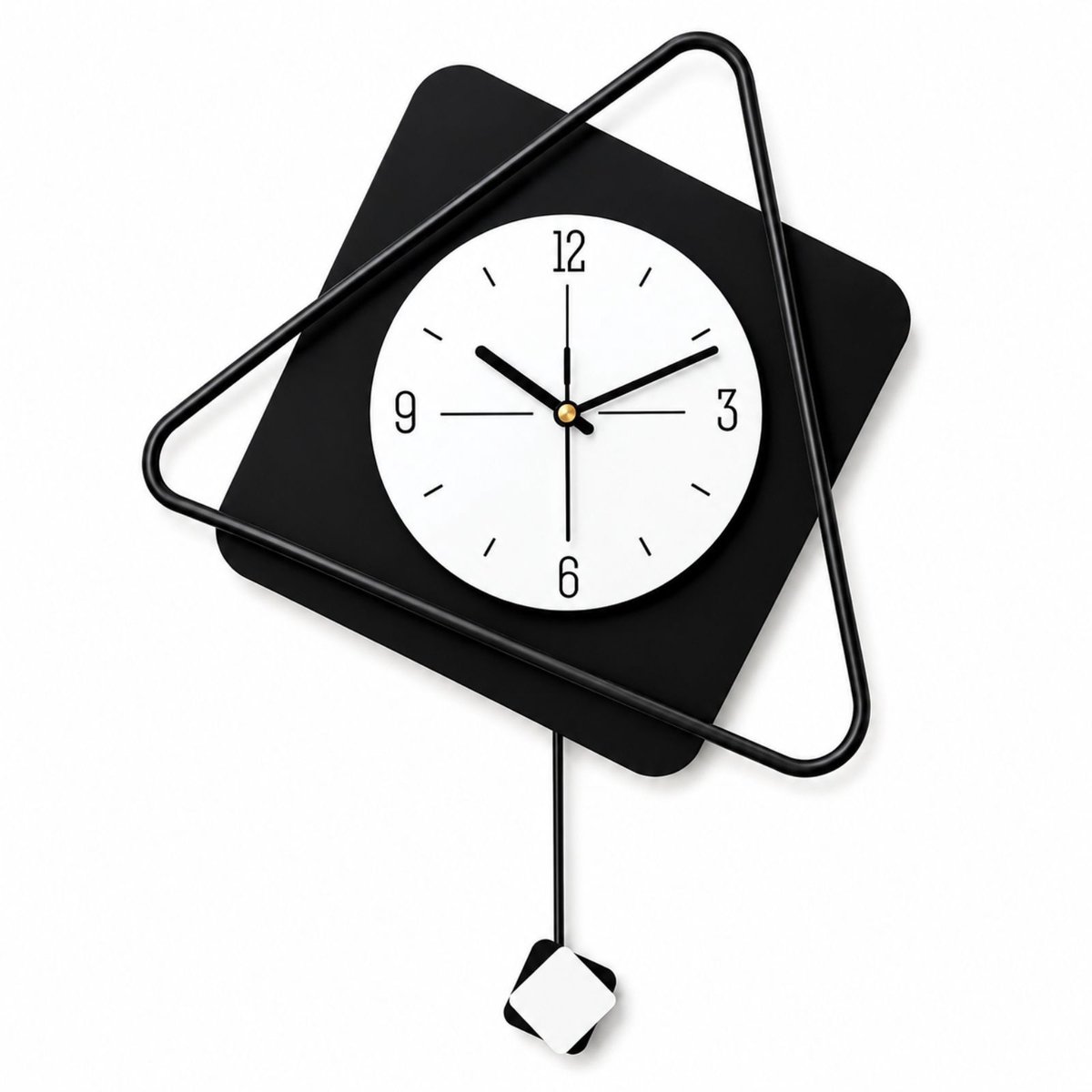 Luxaliving Wandklok met Pendel – Stil Uurwerk (Geluidloos) – Moderne Design Klok – Grote Wandklok – Minimalistisch – Zwart Wit – 40x45 cm