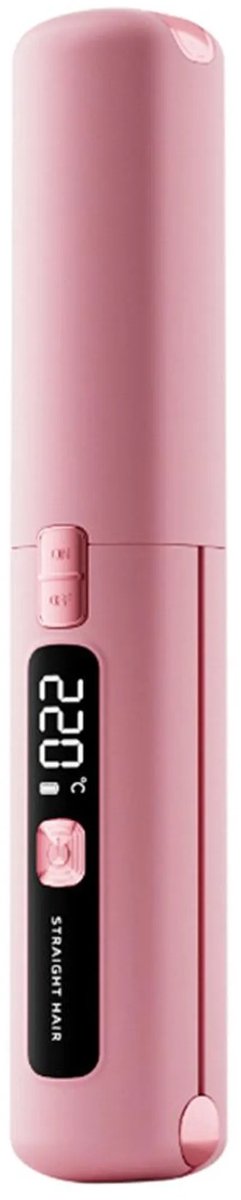 Draadloze keramische ioniserende stijltang, draagbare 2-in-1 stijltang en krultang, 6 temperatuurinstellingen, LCD-display, USB-C-aansluiting