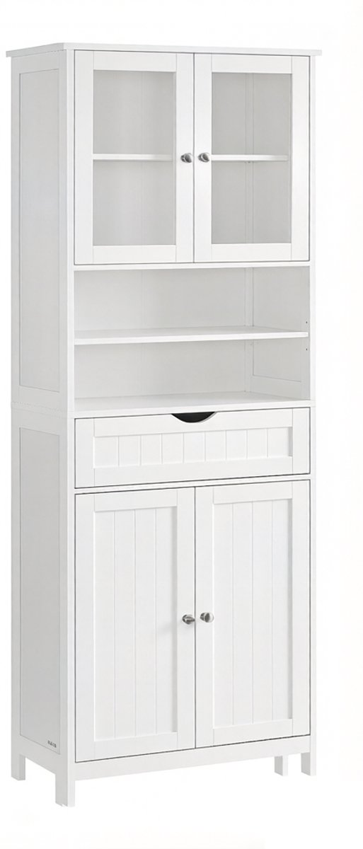 Opbergkast vrijstaande badkamerkast dressoir bijzetkast 30 x 60 x 170 cm wit met acryl deu
