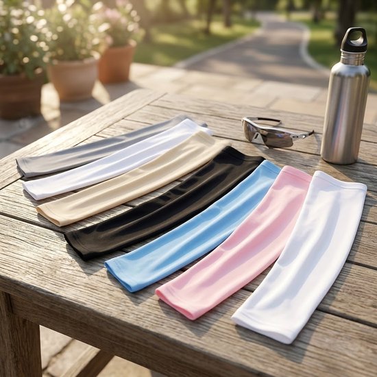 Multicolor armstukken unisex 7 paar verkoelende ademende rekbare sneldrogende sport arm mouwen met duim opening en elastische pasvorm voor fietsen hardlopen outdoor activiteiten en dagelijks gebruik — afbeelding 2