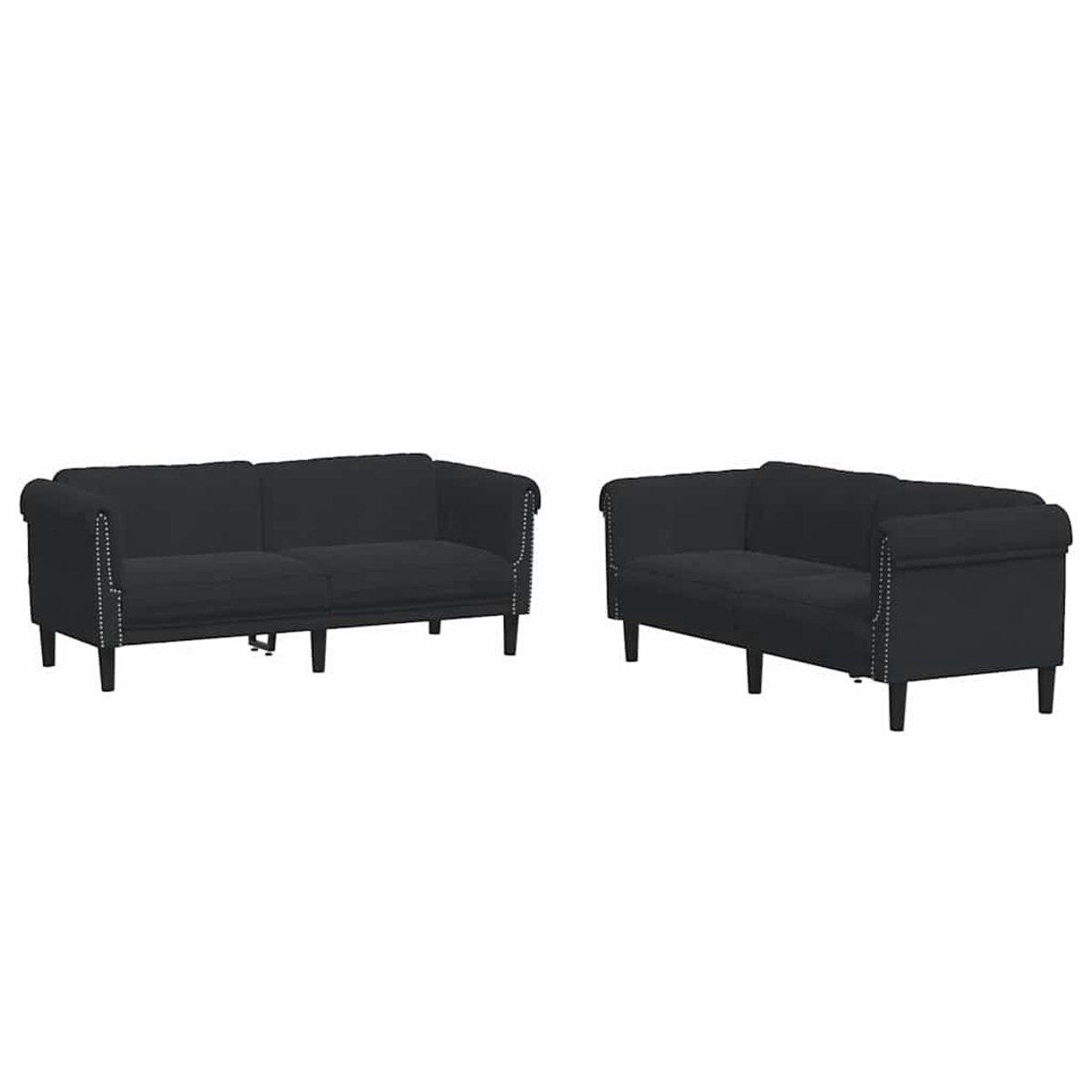 vidaXL - 2-delige - Loungeset - fluweel - zwart