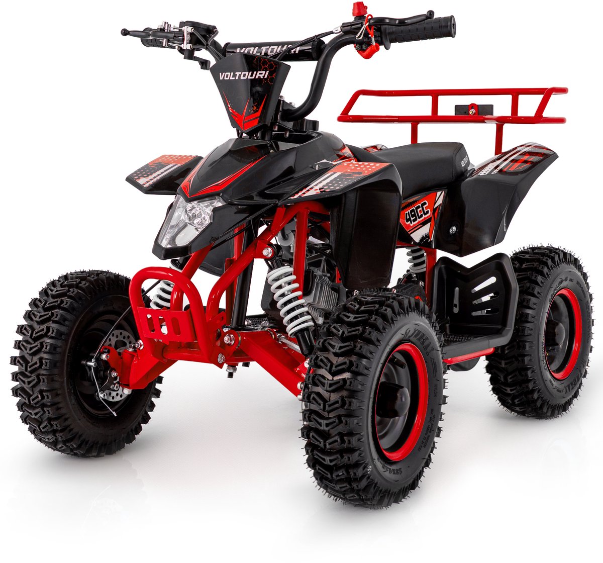 VOLTOURI ATV49-RED-6 Mini Quad 49cc - Kinder Quad Benzine - 6 Inch Offroad - Rood