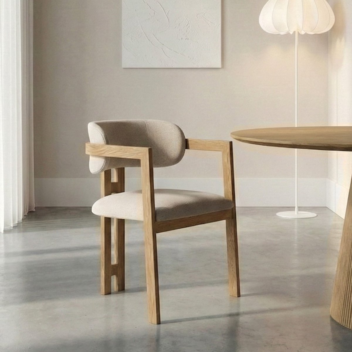 Parexio® - Enzo Eetkamerstoelen - Set van 2 - Beige - Bouclé Stof - Luxe Gestoffeerde Zitting - Industrieel Design - Metalen Poten - Stoel