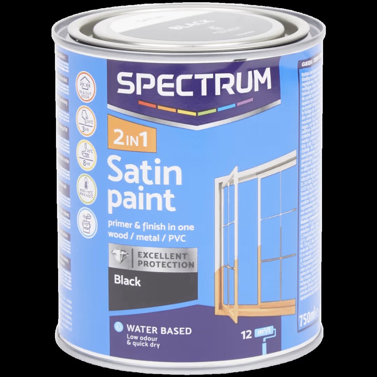 Spectrum 2-in-1 hoogglans verf zwart 750 ml