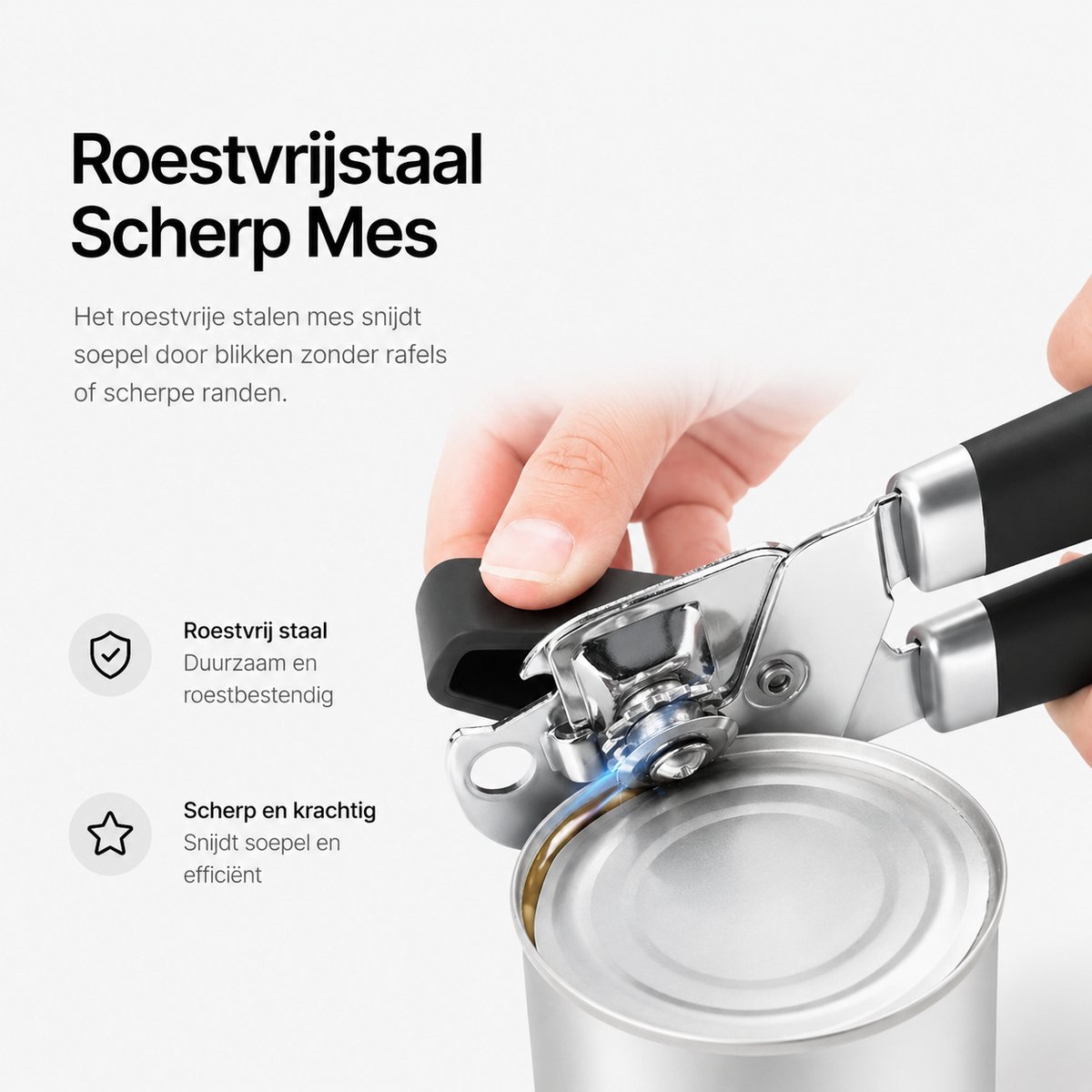 BOTC Blikopener - Met krachtige magneet - Veilig - Opent zonder scherpe randen - RVS - Silicone - Zwart — cadeau in Cadeau-ideeën - foto 3