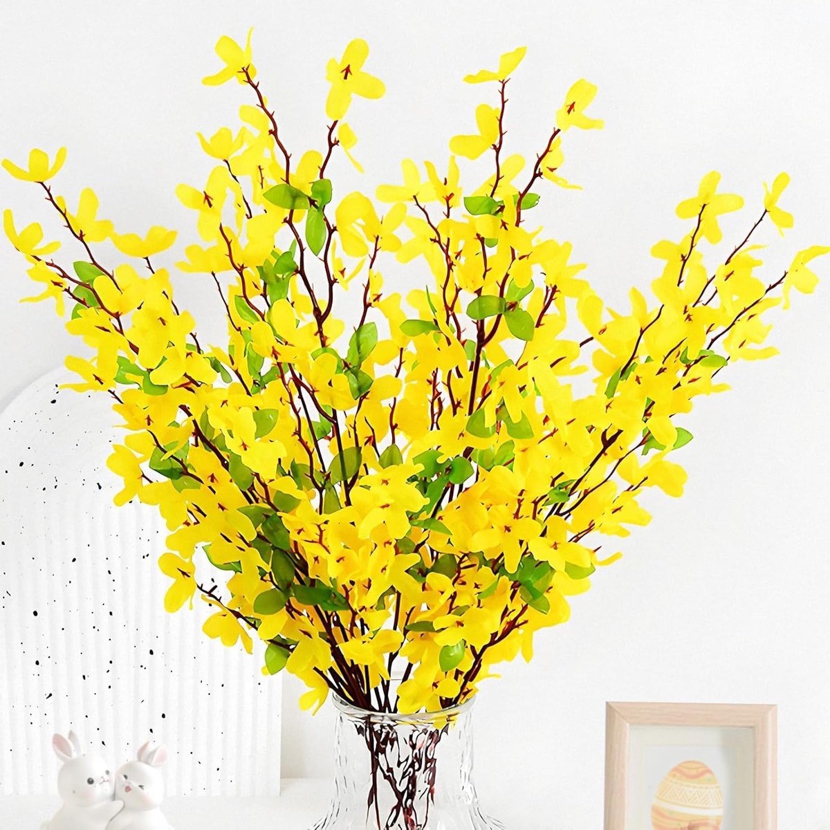 Kunstmatige Forsythia Takken met 7 Stelen - Decoratieve Bloemen voor Thuis, Kantoor en Fee