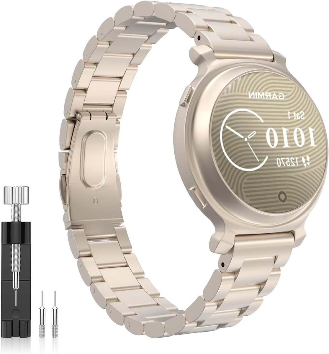 Stalen Sport Armband voor Garmin Lily 2 en Lily 2 Active, Snelle Vervangband met Verstelgereedschap voor Mannen en Vrouwen, Duurzaam en Stijlvol Ontwerp